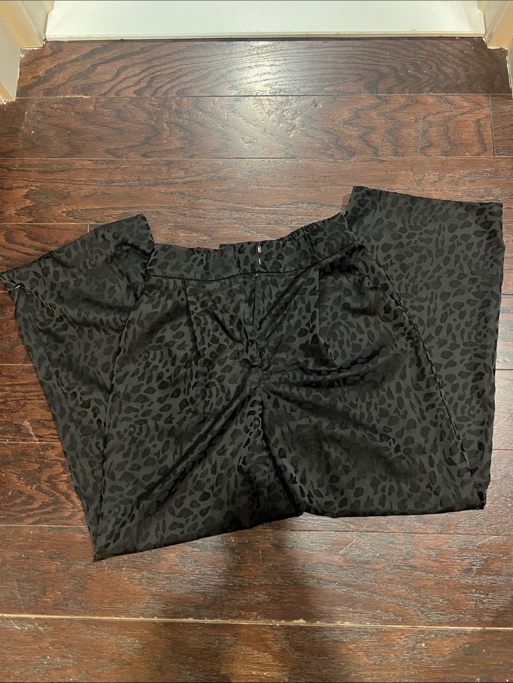 Men's Black Leopard-Print Dress Pants